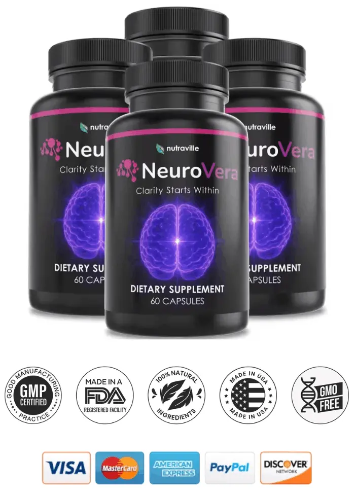 NeuroVera four bottle plus credit cards and certifications